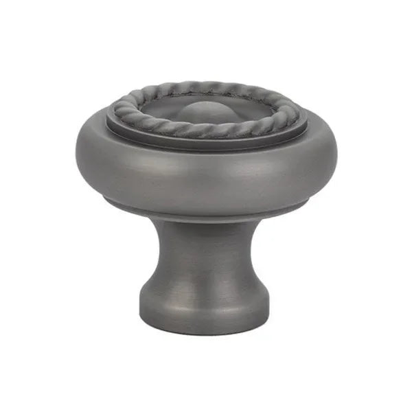 The Emtek Brass Rope Cabinet Knob in Pewter finish.