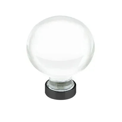 The Emtek Bristol Crystal Glass Knob 1-1/4" Wide (1-5/8" Projection) in Flat Black finish