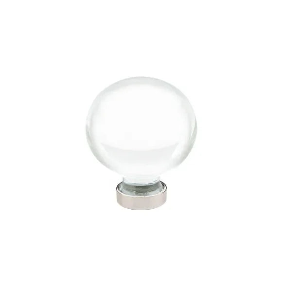 The Emtek Bristol Crystal Glass Knob 1-1/4" Wide (1-5/8" Projection) in Lifetime Polished Nickel finish