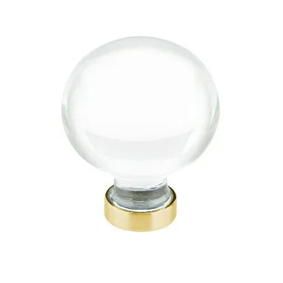 The Emtek Bristol Crystal Glass Knob 1-1/4" Wide (1-5/8" Projection) in Satin Brass finish