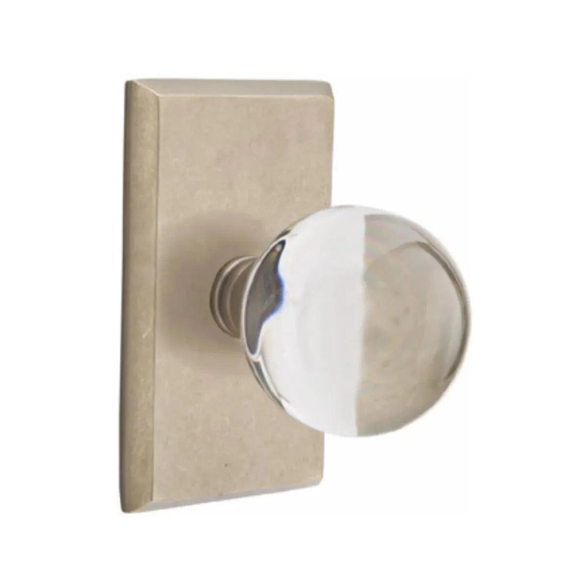 Emtek Bristol Knob with #3 Rosette in Tumbled White Bronze finish