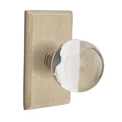 Emtek Bristol Knob with #3 Rosette in Tumbled White Bronze finish