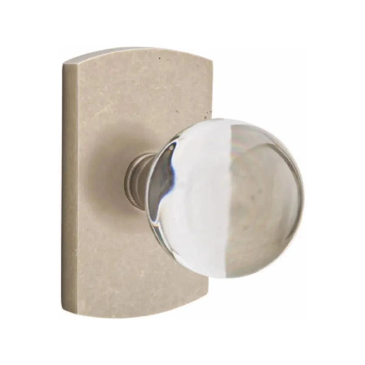 Emtek Bristol Knob with #4 Rosette in Tumbled White Bronze finish