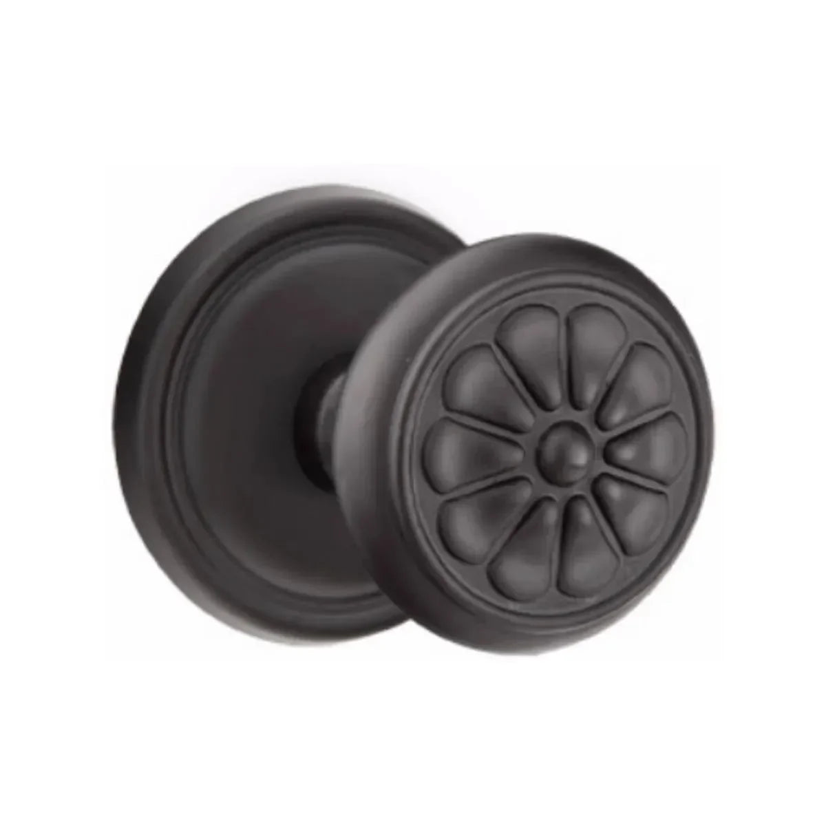 Emtek Bronze Petal Knob with #12 Rosette in Flat Black Bronze Patina finish