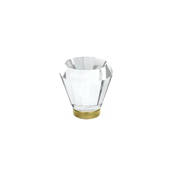 The Emtek Brookmont Crystal Glass Knob 1" Wide (1-1/4" Projection) in Unlacquered Brass finish