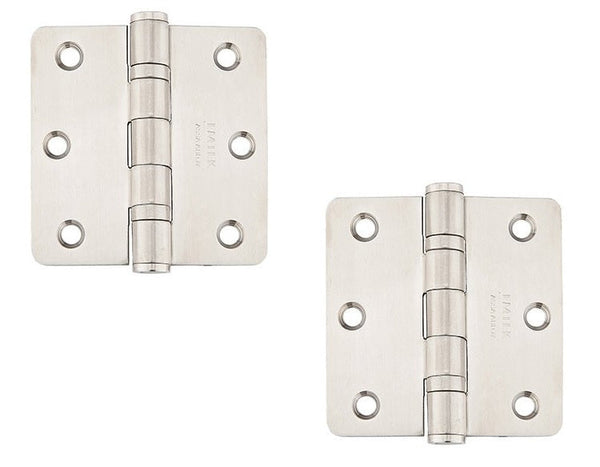 Emtek Heavy Duty Stainless Steel Ball Bearing Hinge, 3.5" x 3.5" with 1/4" Radius Corners in Brushed Stainless Steel finish