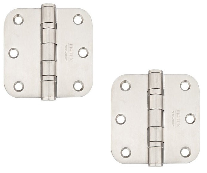 Emtek Heavy Duty Stainless Steel Ball Bearing Hinge, 3.5" x 3.5" with 5/8" Radius Corners in Brushed Stainless Steel finish