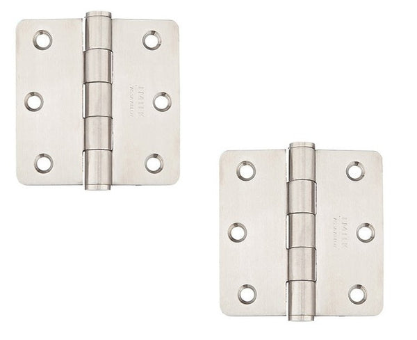 Emtek Heavy Duty Stainless Steel Plain Bearing Hinge, 3.5" x 3.5" with 1/4" Radius Corners in Brushed Stainless Steel finish