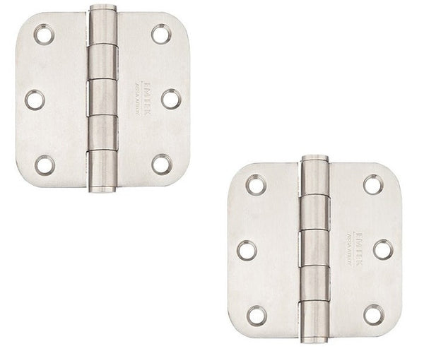 Emtek Heavy Duty Stainless Steel Plain Bearing Hinge, 3.5" x 3.5" with 5/8" Radius Corners in Brushed Stainless Steel finish