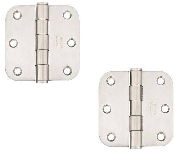 Emtek Residential Duty Stainless Steel Plain Bearing Hinge, 3.5" x 3.5" with 5/8" Radius Corners in Brushed Stainless Steel finish