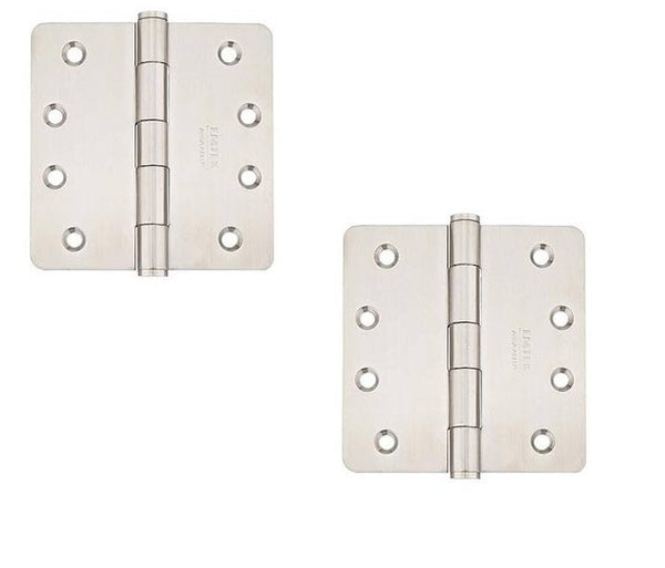 Emtek Residential Duty Stainless Steel Plain Bearing Hinge, 4" x 4" with 1/4" Radius Corners in Brushed Stainless Steel finish