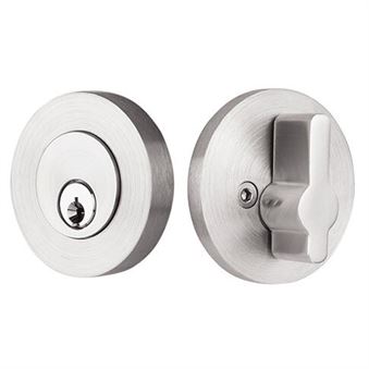 Emtek Stainless Steel Modern Disc Single Cylinder Keyed Deadbolt in Brushed Stainless Steel finish