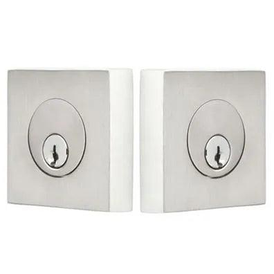 Emtek Stainless Steel Square Double Cylinder Keyed Deadbolt in Brushed Stainless Steel finish