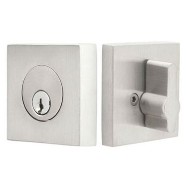 Emtek Stainless Steel Square Single Cylinder Keyed Deadbolt in Brushed Stainless Steel finish