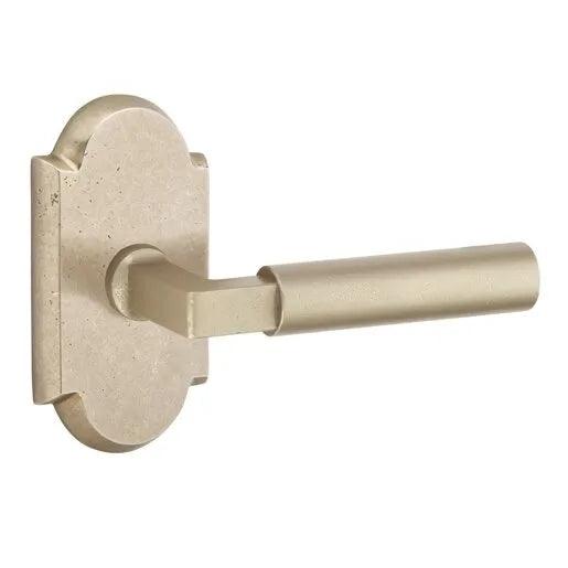 Emtek Bryce Lever With #1 Rosette in Tumbled White Bronze finish