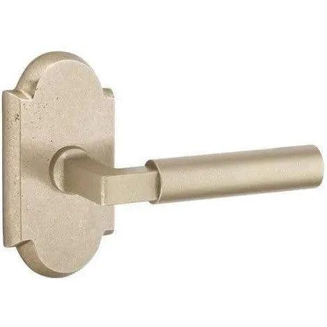 Emtek Bryce Lever With #1 Rosette in Tumbled White Bronze finish
