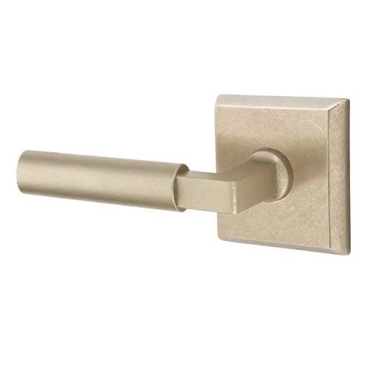 Emtek Bryce Lever With #6 Rosette in Tumbled White Bronze finish