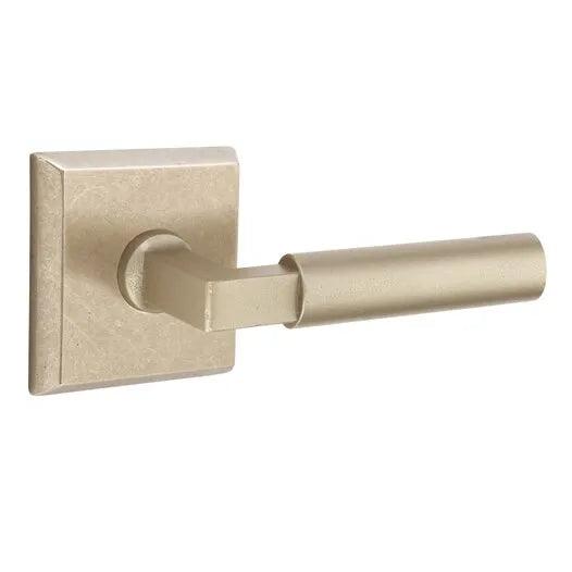Emtek Bryce Lever With #6 Rosette in Tumbled White Bronze finish