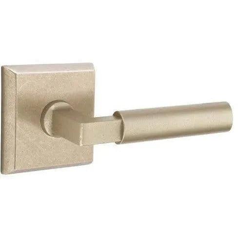 Emtek Bryce Lever With #6 Rosette in Tumbled White Bronze finish