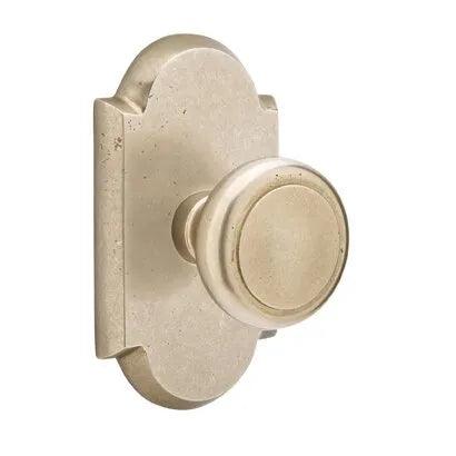 Emtek Butte Knob with #1 Rosette in Tumbled White Bronze finish
