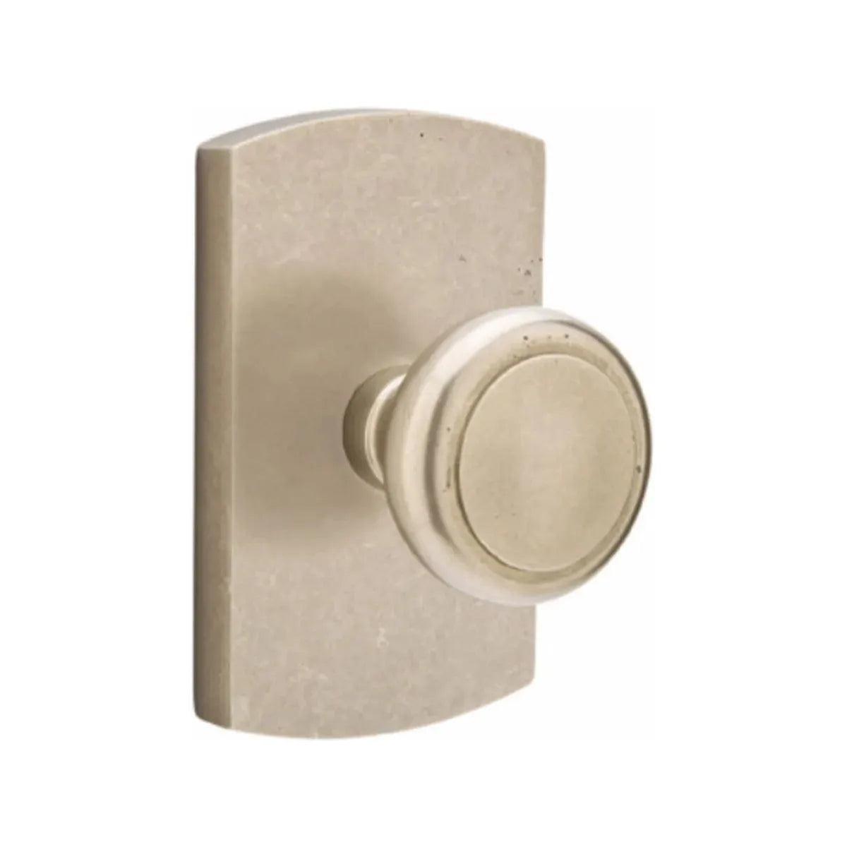 Emtek Butte Knob with #4 Rosette in Tumbled White Bronze finish