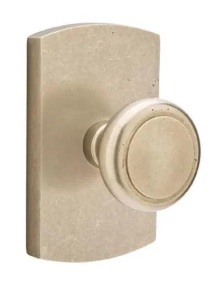 Emtek Butte Knob with #4 Rosette in Tumbled White Bronze finish