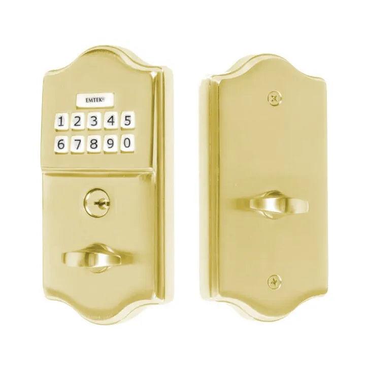 Emtek Classic Electronic Keypad Deadbolt in Polished Brass finish