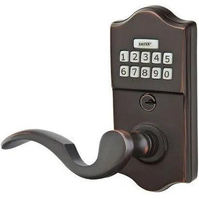 Emtek Classic Electronic Keypad Leverset with Cortina Lever Oil Rubbed Bronze