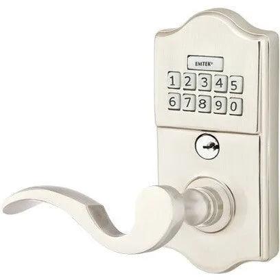 Emtek Classic Electronic Keypad Leverset with Cortina Lever Satin Nickel