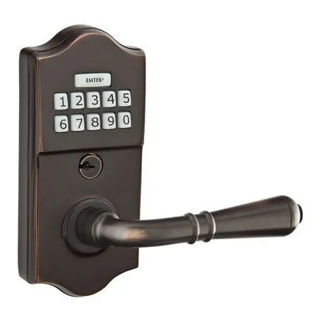 Emtek Classic Electronic Keypad Leverset with Turino Lever in Oil Rubbed Bronze finish