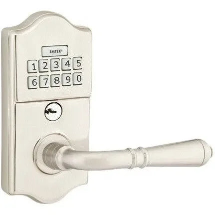 Emtek Classic Electronic Keypad Leverset with Turino Lever Satin Nickel