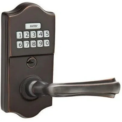 Emtek Classic Electronic Keypad Leverset with Wembley Lever Oil Rubbed Bronze