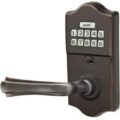 Emtek Classic Electronic Keypad Leverset with Wembley Lever Oil Rubbed Bronze