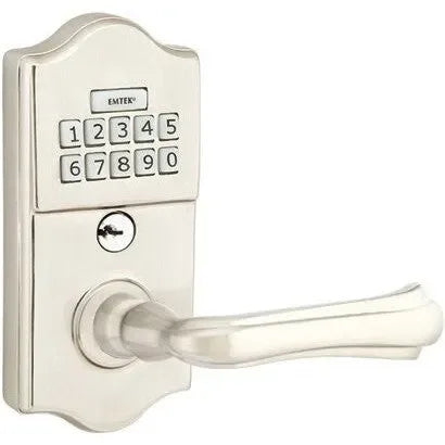 Emtek Classic Electronic Keypad Leverset with Wembley Lever Satin Nickel