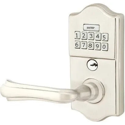 Emtek Classic Electronic Keypad Leverset with Wembley Lever Satin Nickel