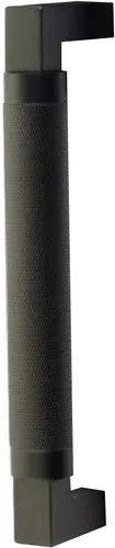 Emtek Concealed Surface Mount Hercules Knurled Door Pull, 8" Center to Center Flat Black