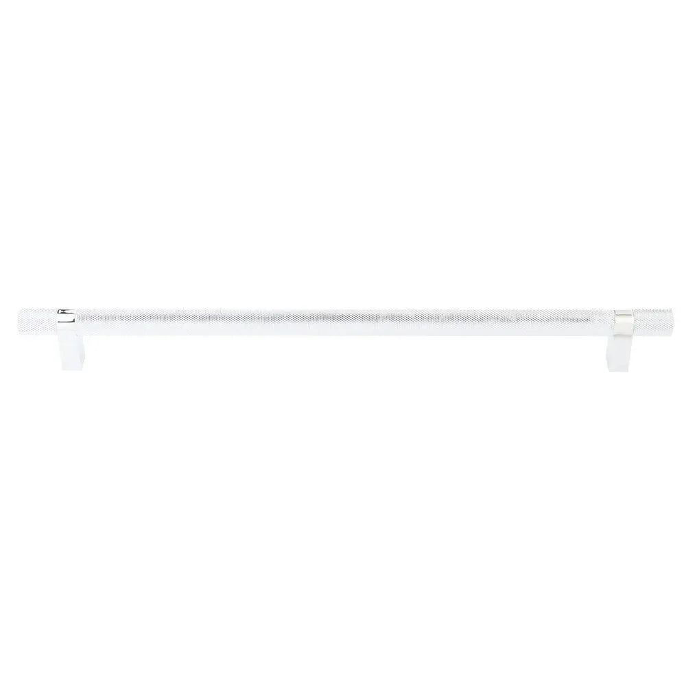 The Emtek Concealed Surface Select Knurled Appliance Bar Pull, 18" C-to-C in Polished Chrome finish