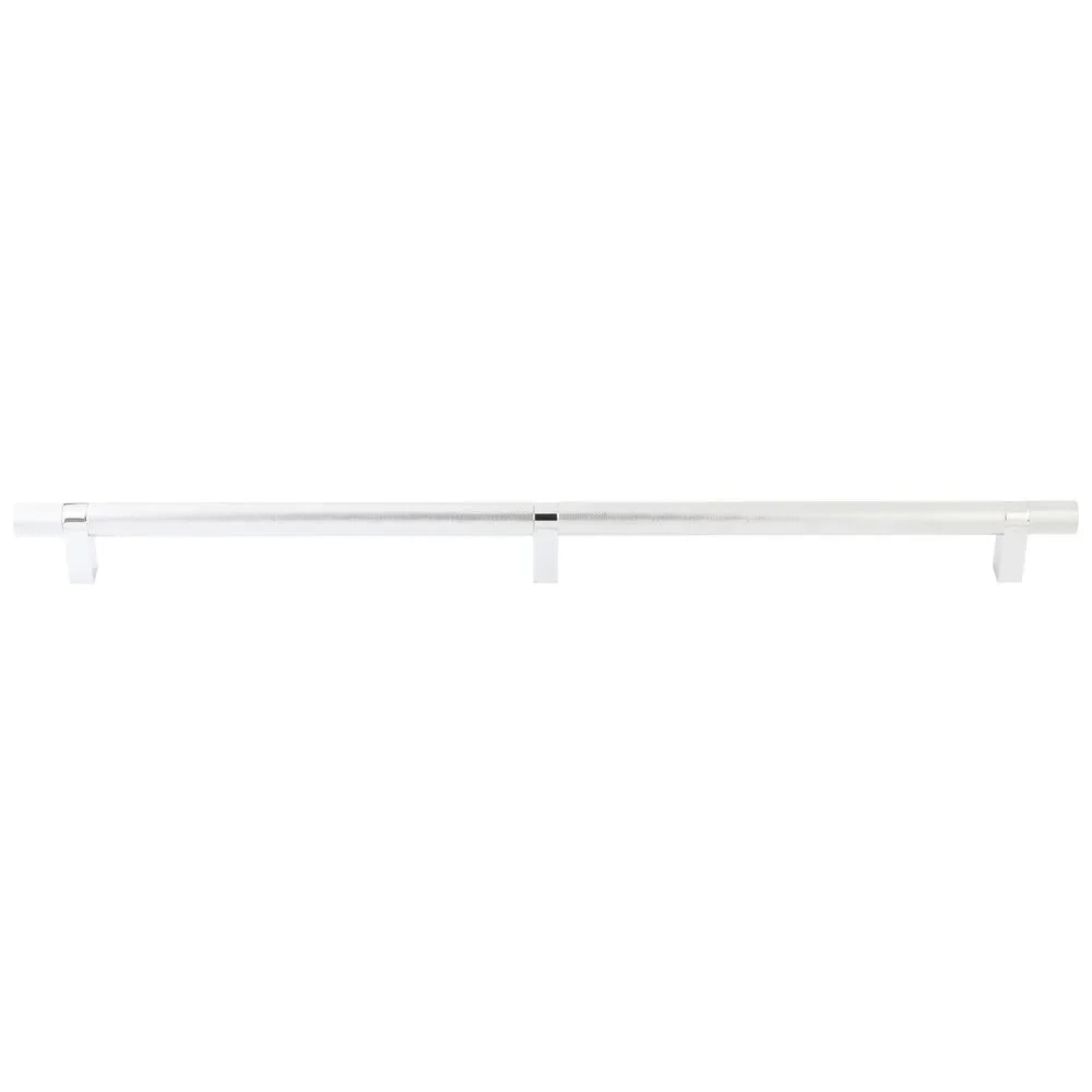 The Emtek Concealed Surface Select Knurled Appliance Bar Pull, 24" C-to-C in Polished Chrome finish