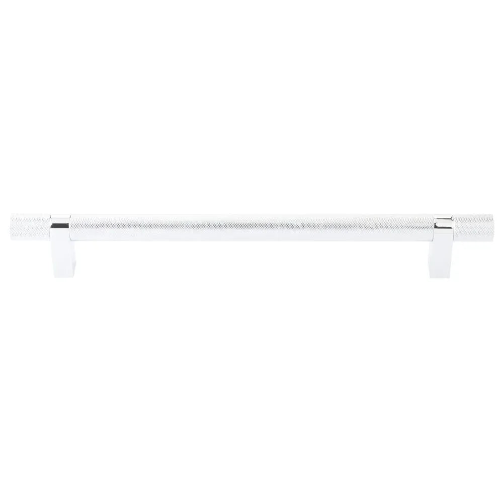 The Emtek Concealed Surface Select Knurled Appliance Bar Pull, 12" C-to-C in Polished Chrome finish