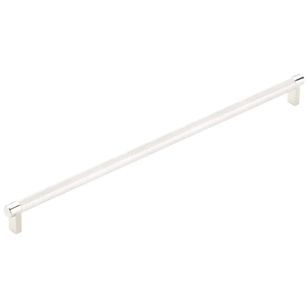 The Emtek Concealed Surface Select Rectangular Stem Knurled Appliance Pull in Lifetime Polished Nickel finish