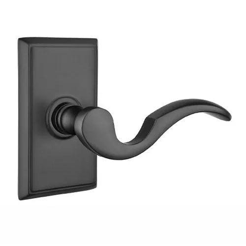 Emtek Cortina Lever With Rectangular Rosette in Flat Black finish