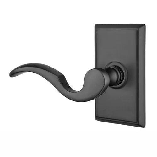 Emtek Cortina Lever With Rectangular Rosette in Flat Black finish