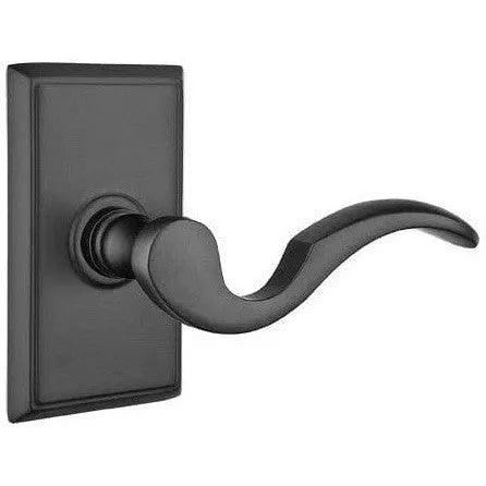 Emtek Cortina Lever With Rectangular Rosette in Flat Black finish