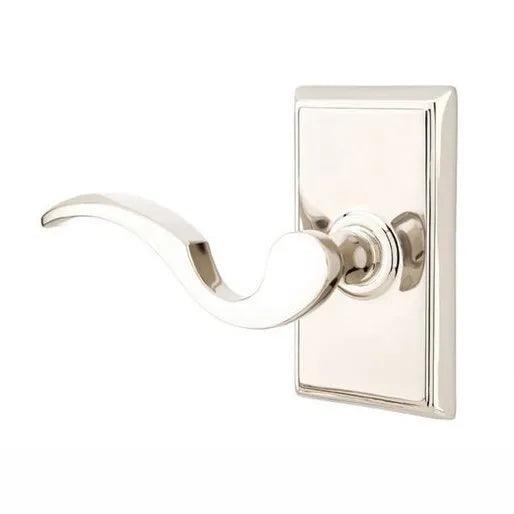 Emtek Cortina Lever With Rectangular Rosette in Lifetime Polished Nickel finish