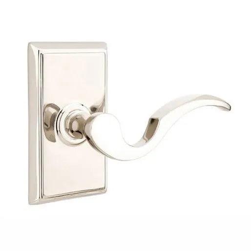 Emtek Cortina Lever With Rectangular Rosette in Lifetime Polished Nickel finish