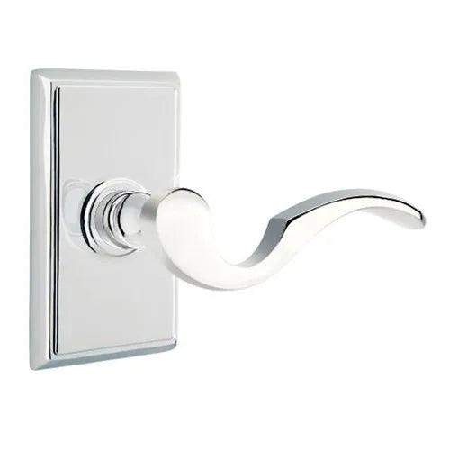 Emtek Cortina Lever With Rectangular Rosette in Polished Chrome finish