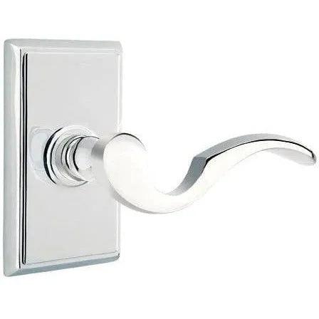 Emtek Cortina Lever With Rectangular Rosette in Polished Chrome finish