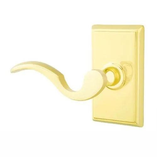 Emtek Cortina Lever With Rectangular Rosette in Unlacquered Brass finish