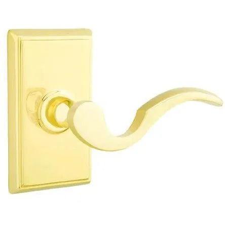Emtek Cortina Lever With Rectangular Rosette in Unlacquered Brass finish