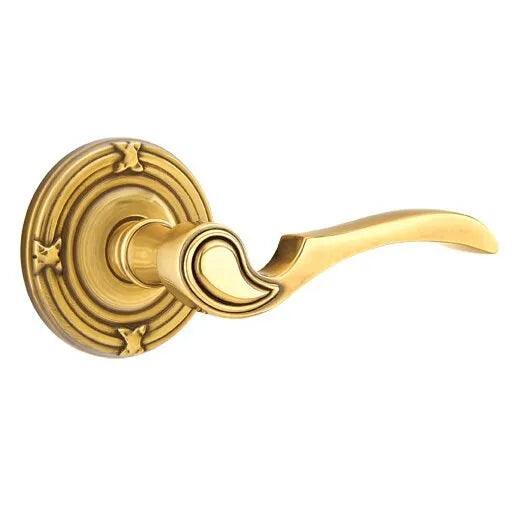 Emtek Cortina Lever With Ribbon & Reed Rosette French Antique